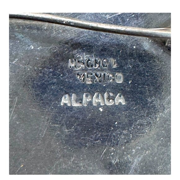 Vintage Alpaca Mexico Brooch Pendant Man On Donkey Abalone Inlay Enamel Pin 2" - Picture 3 of 6